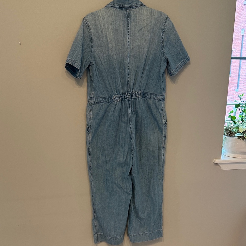 GAP Light Blue Denim Utility Jumpsuit with Drawstring - Picture 3 of 3